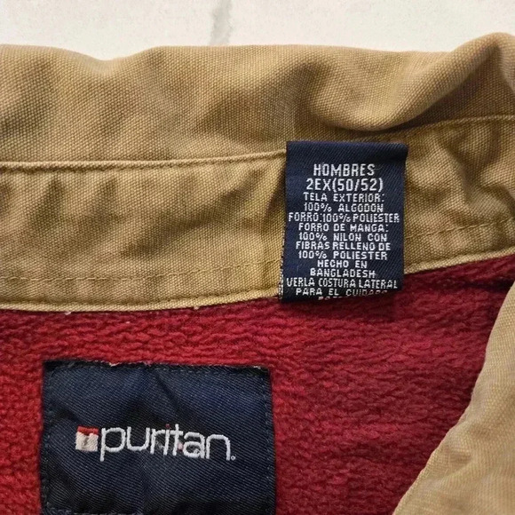 Puritan Mens Fleece Lined Cotton Button Down Casual Shirt Jacket Brown Size XXL - Picture 8 of 12